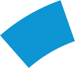 A flat, irregularly shaped blue object on a white background, resembling a curved quadrilateral.